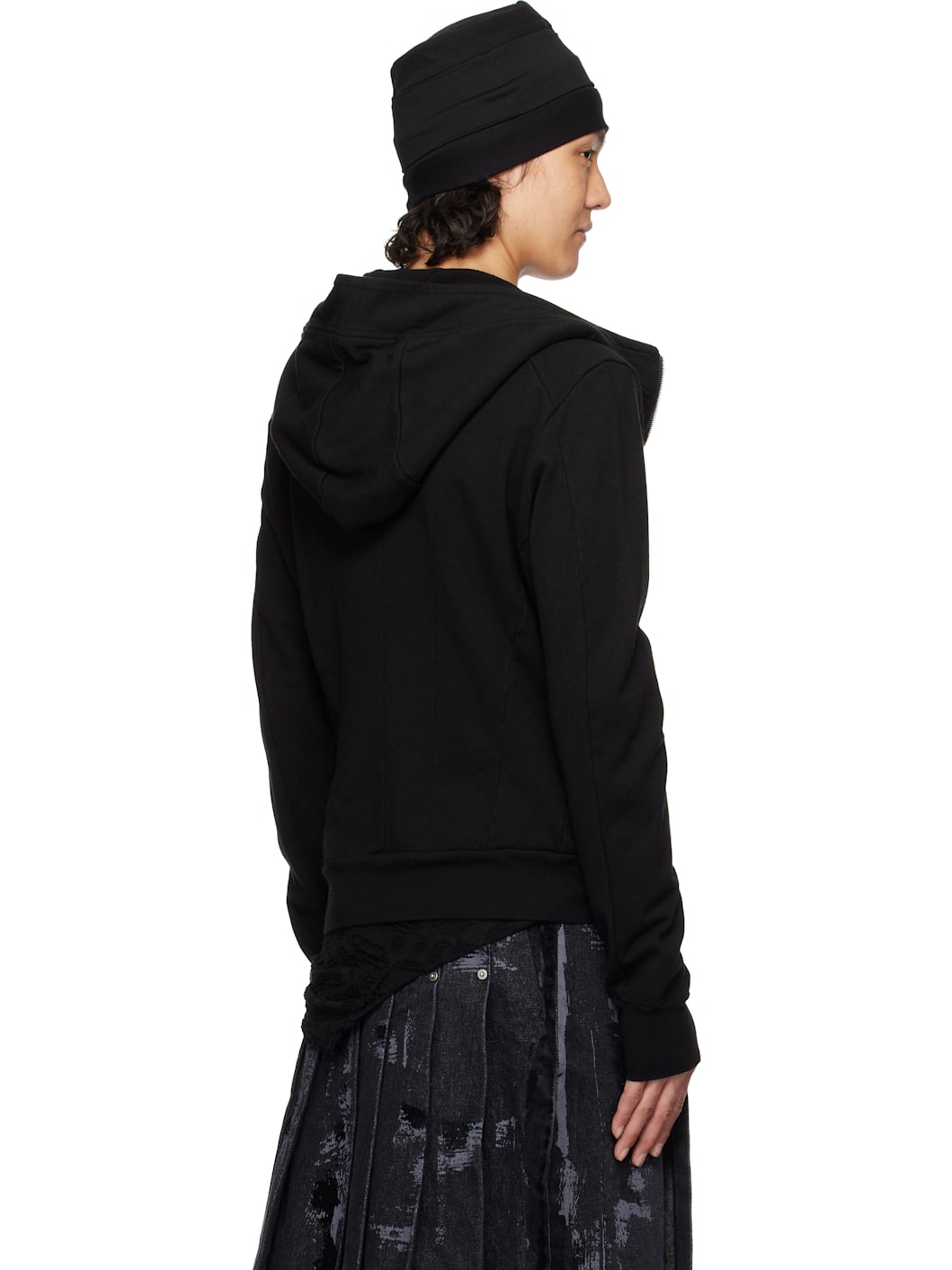 Black Seamed Hoodie - 3