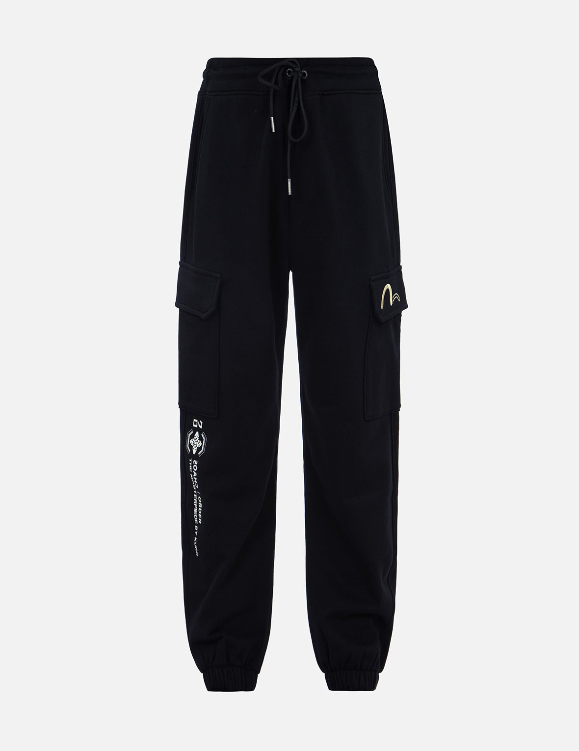 Brush Effect Logo Embroidery Cargo Sweatpants - 1