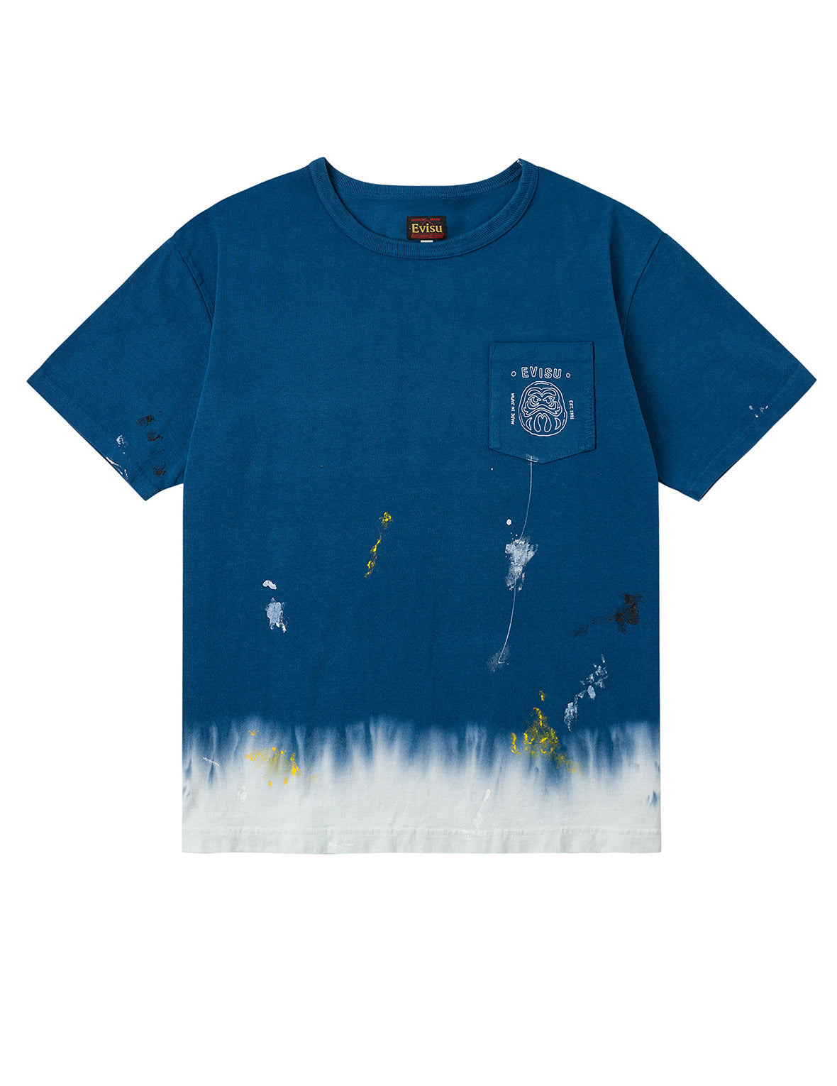 Daruma and Logo Embroidery Regular Fit Dip dyeing T-shirt - 12
