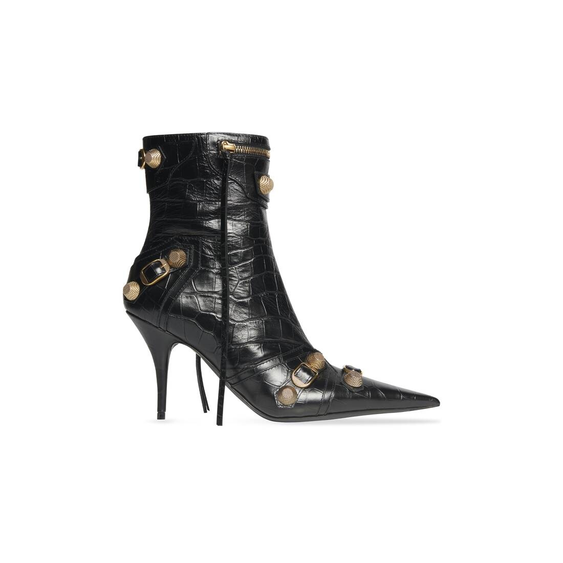 Women's Cagole 90mm Bootie Crocodile Embossed in Black - 1