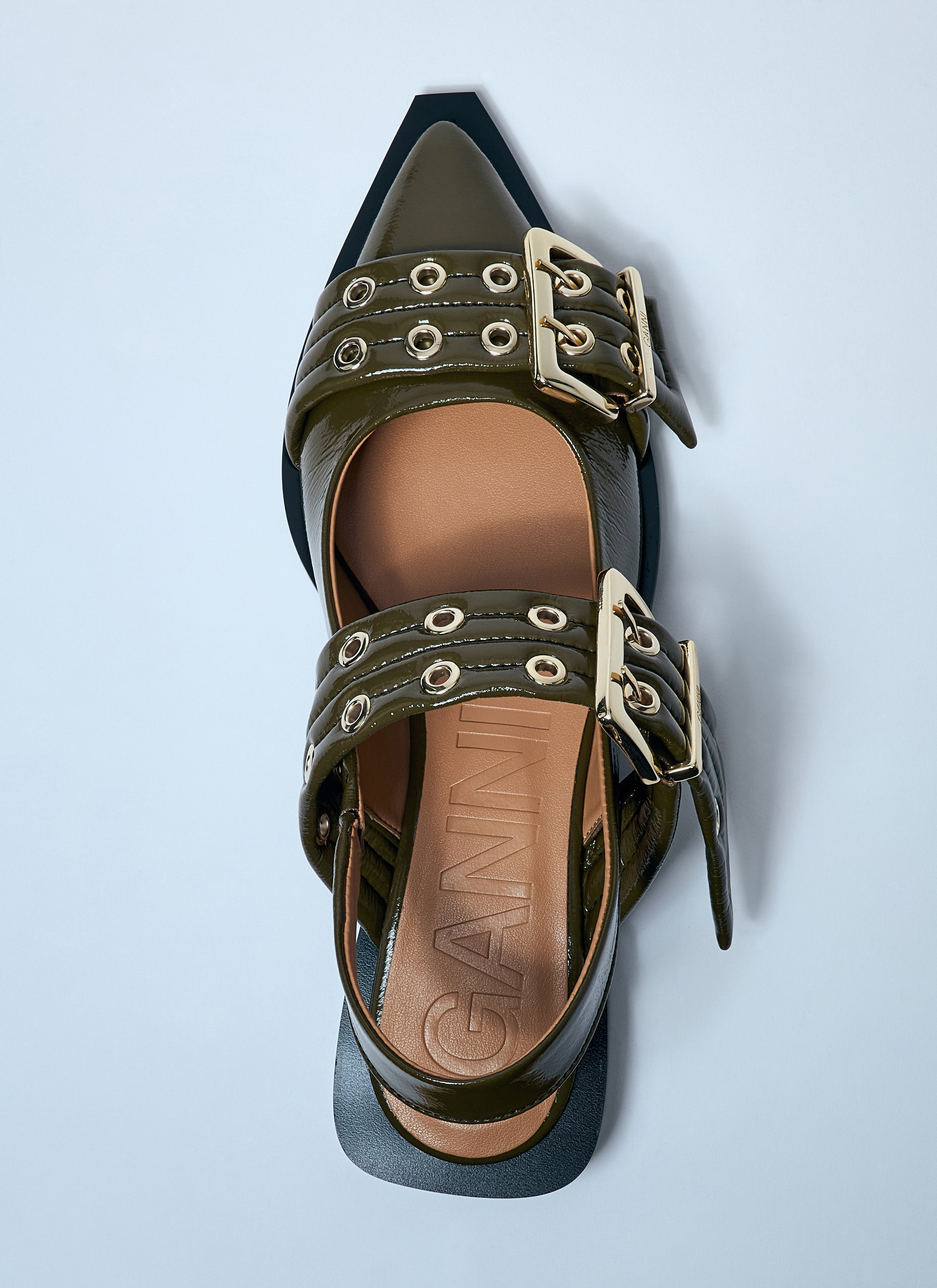 Ganni Women Feminine Buckle Ballerina Flats - 5