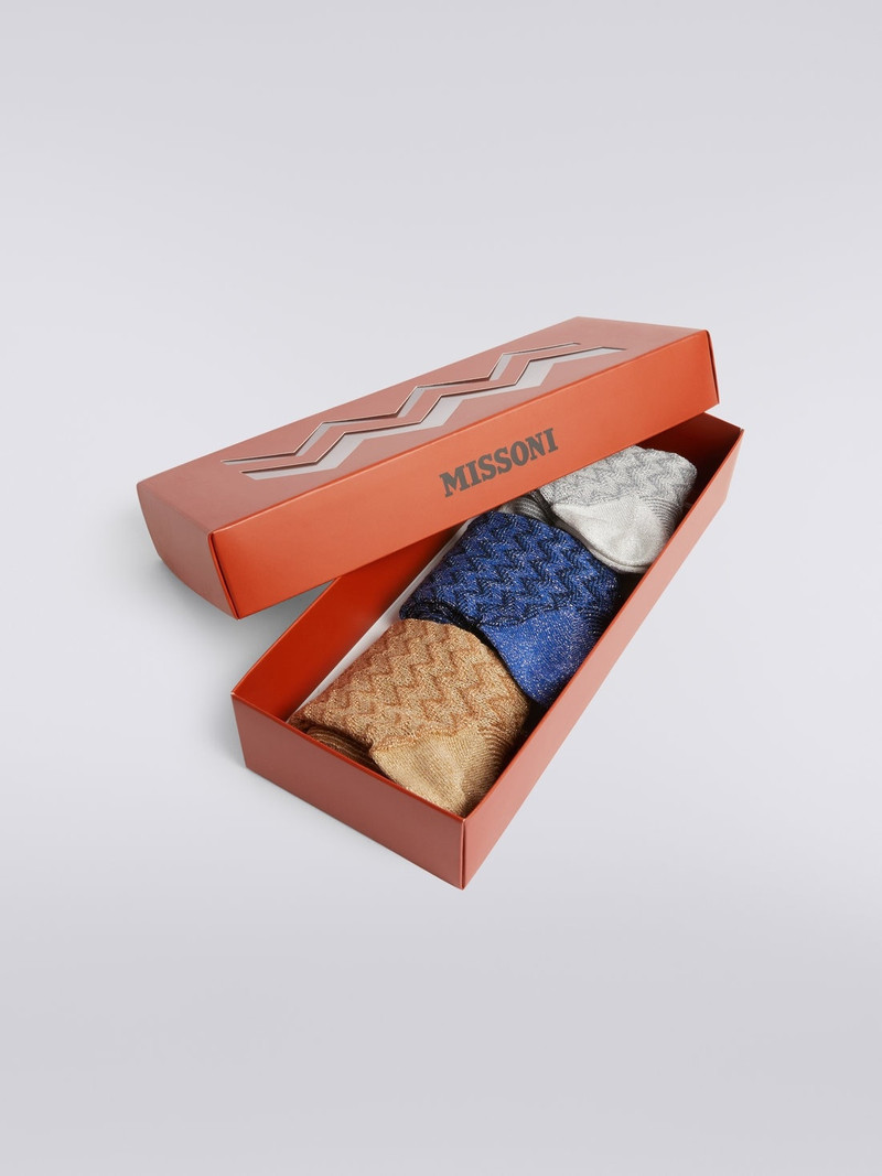 Missoni Three-piece set of zigzag cotton blend socks with lurex outlook