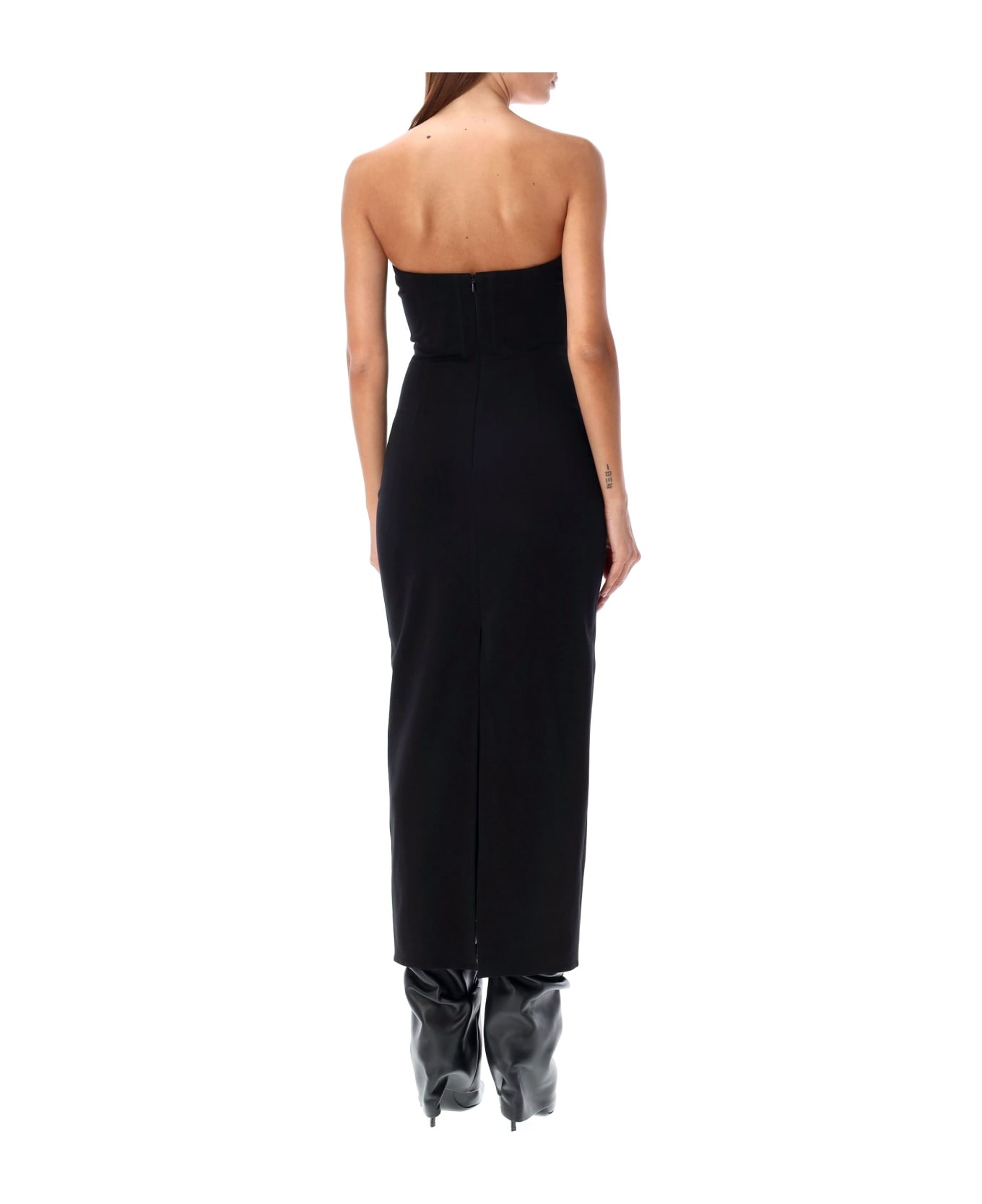 ワンピース THE ATTICO MIDI DRESS BUSTIER BIG ZIP (247WCM176RY02 100) The attico Black bustier dress with decorative zip in tech