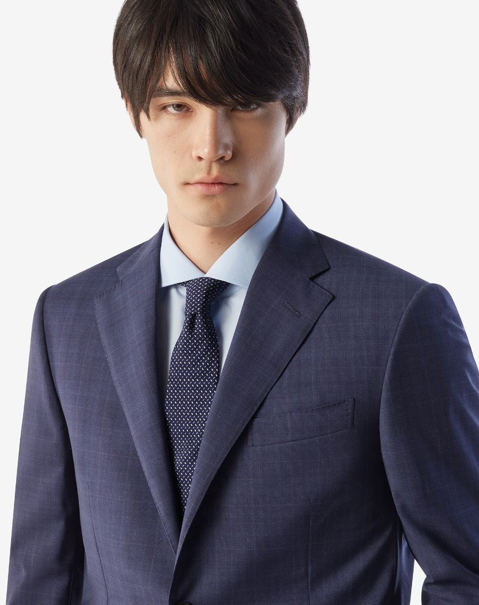 Navy blue printed silk twill tie - 2