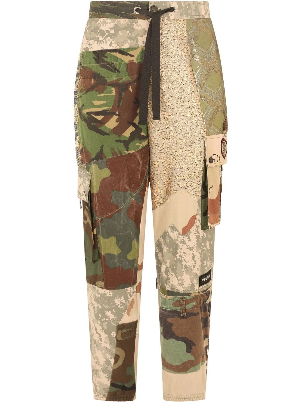 multi-print patchwork cargo trousers - 1