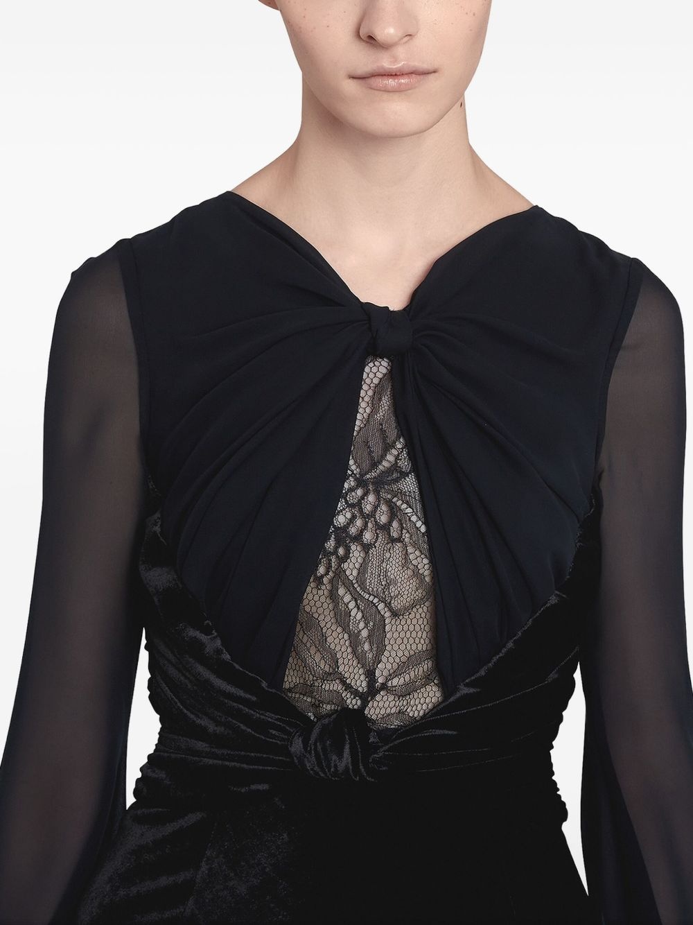 lace-insert dress - 5