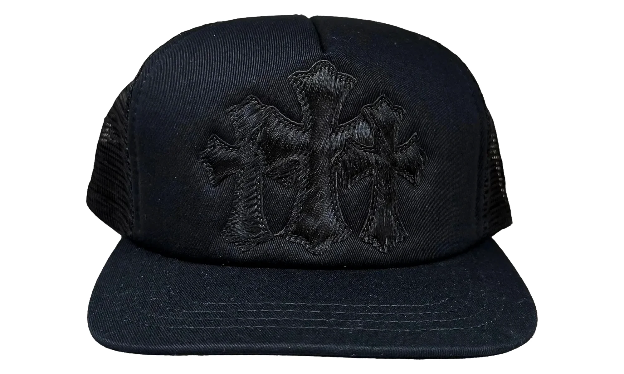 Triple Cross Cemetery Hat Pony Hair "Black" CHRM1753 - 1