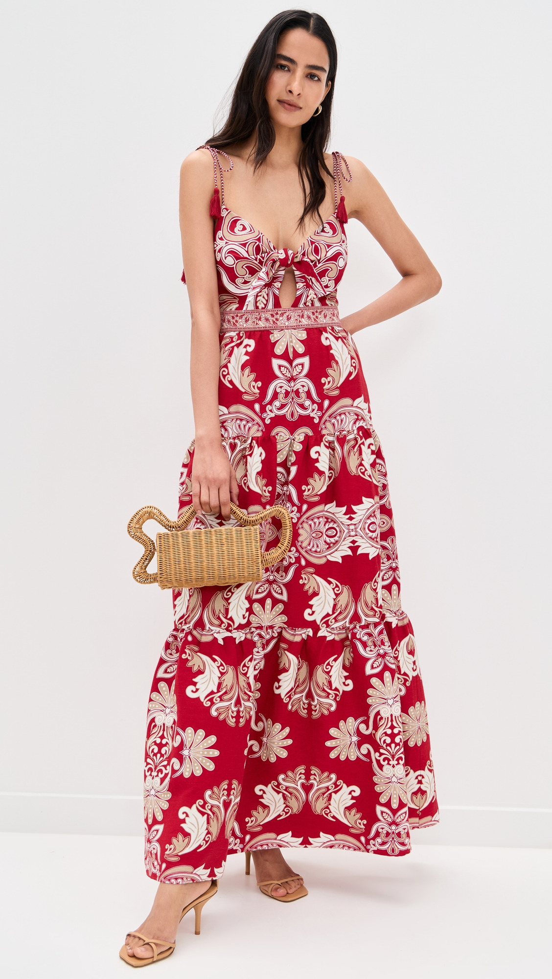 Minka Tie Front Maxi Dress with Tassels - 4