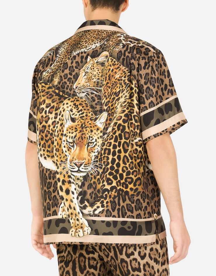 Silk Hawaiian shirt with leopard print - 5