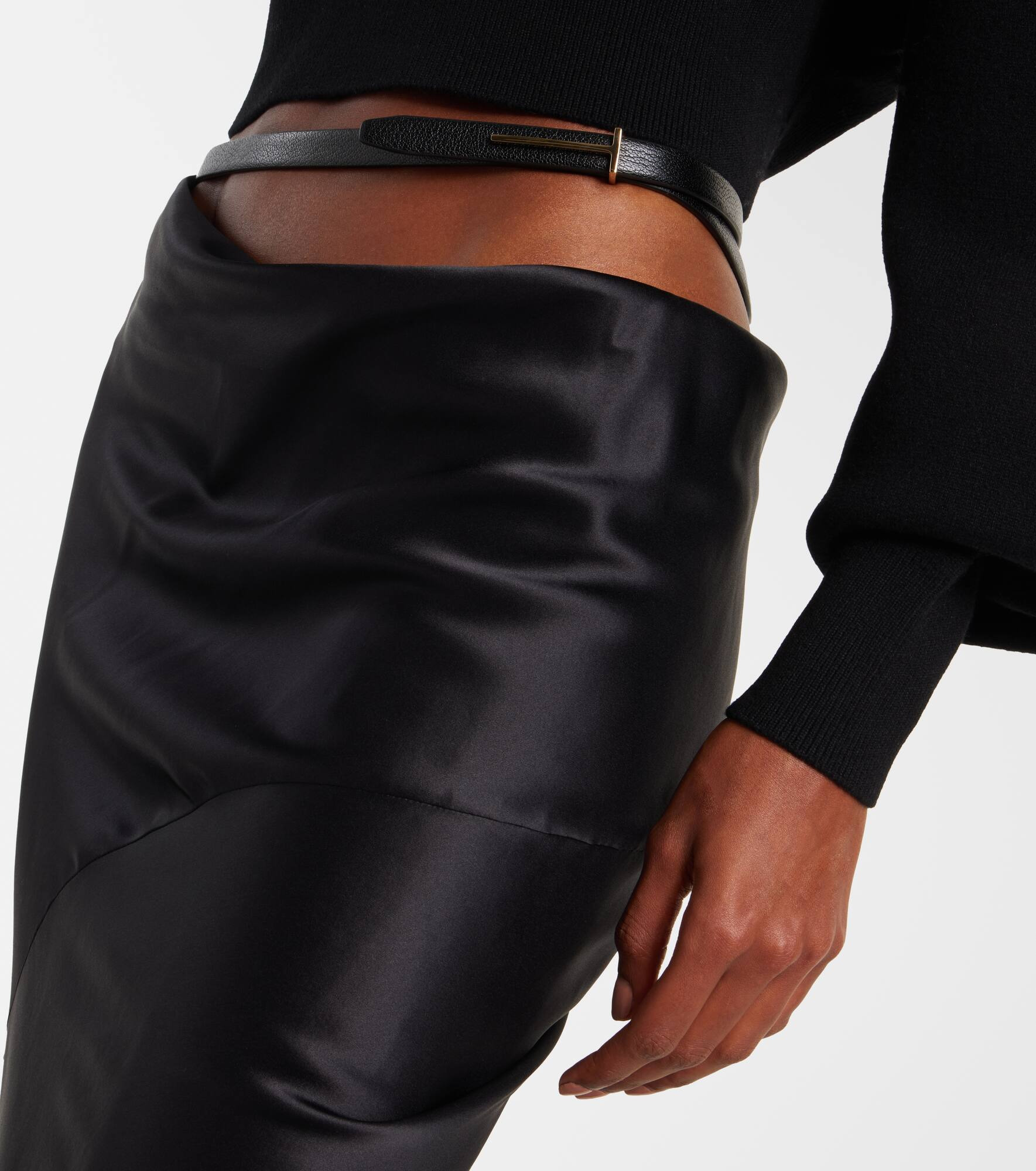 Asymmetric silk satin maxi skirt - 4