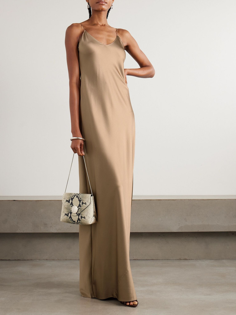ÉTERNE Mila silk-blend satin maxi dress Camel outlook