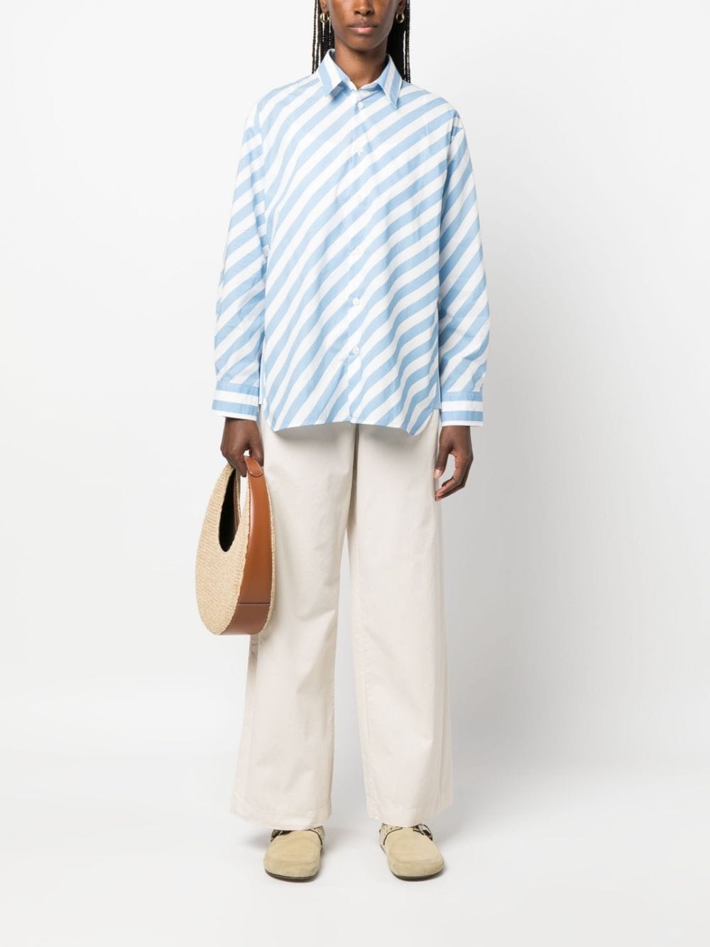 straight-leg cotton trousers - 2