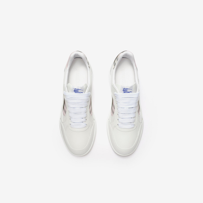 Leather and Check Terrace Sneakers​ 4