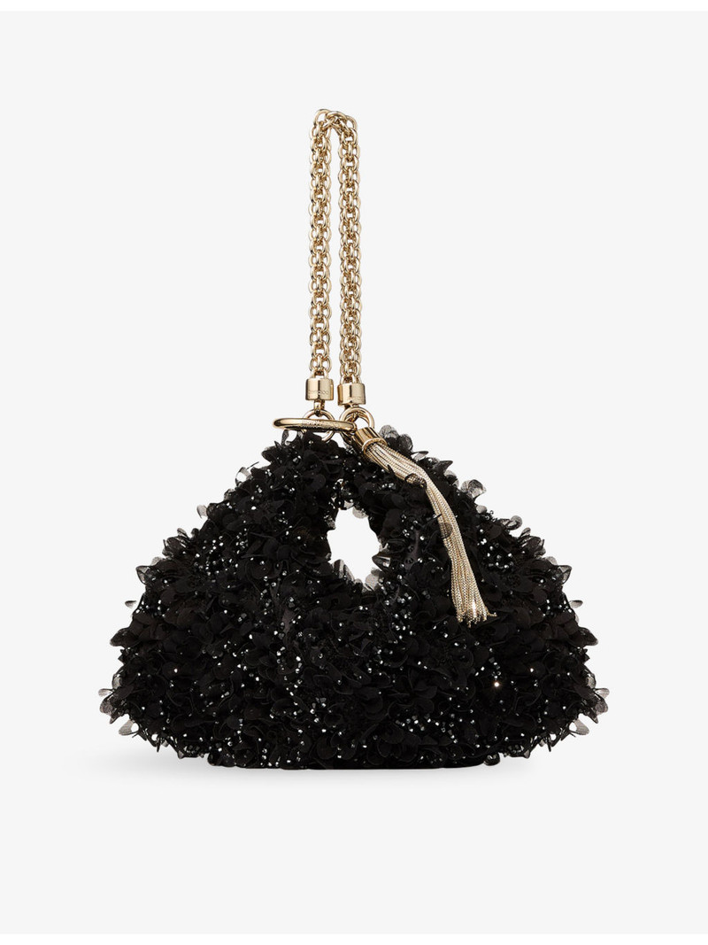 Callie Petal-Embroidered Satin Clutch Bag 1