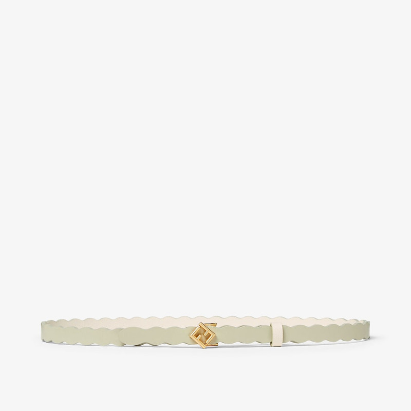 FF Diamonds Belt Light green and camelia-color leather reversible belt 1