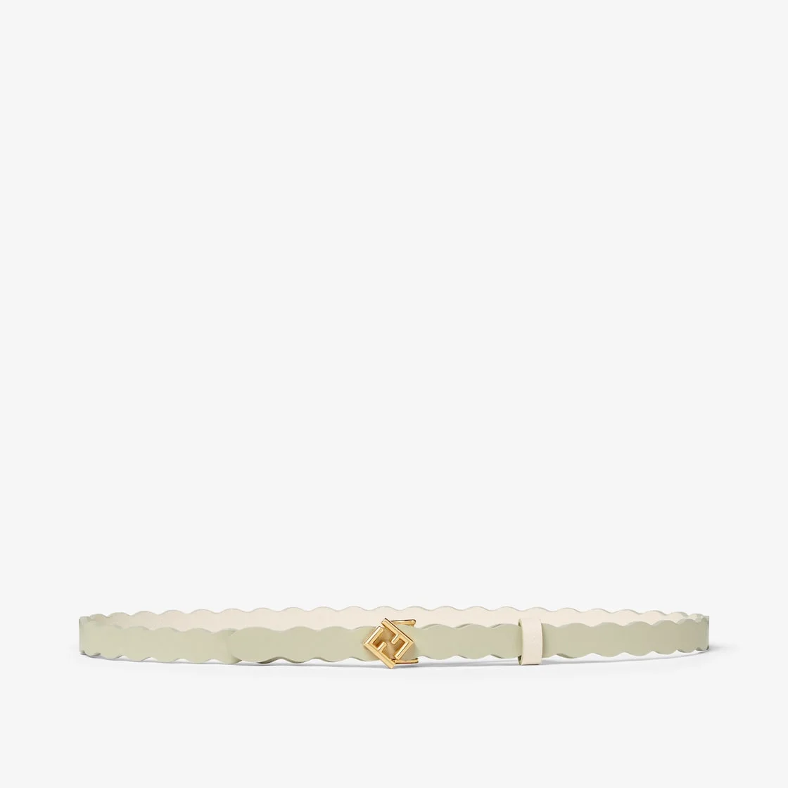 FF Diamonds Belt Light green and camelia-color leather reversible belt - 1