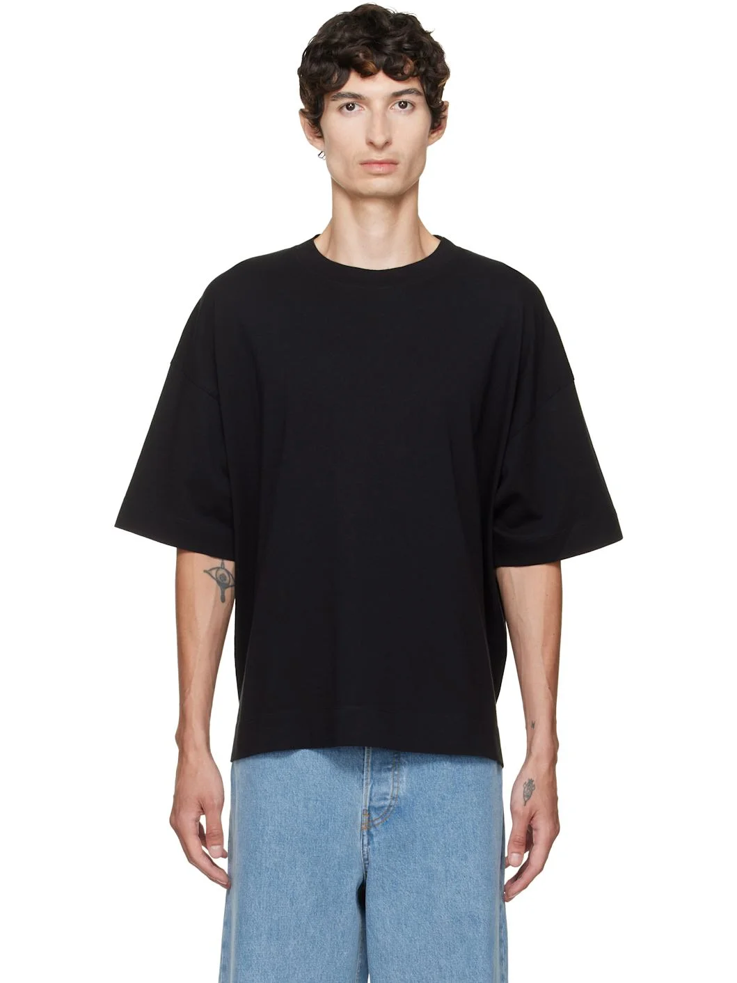 Black Dropped Shoulder T-shirt - 1