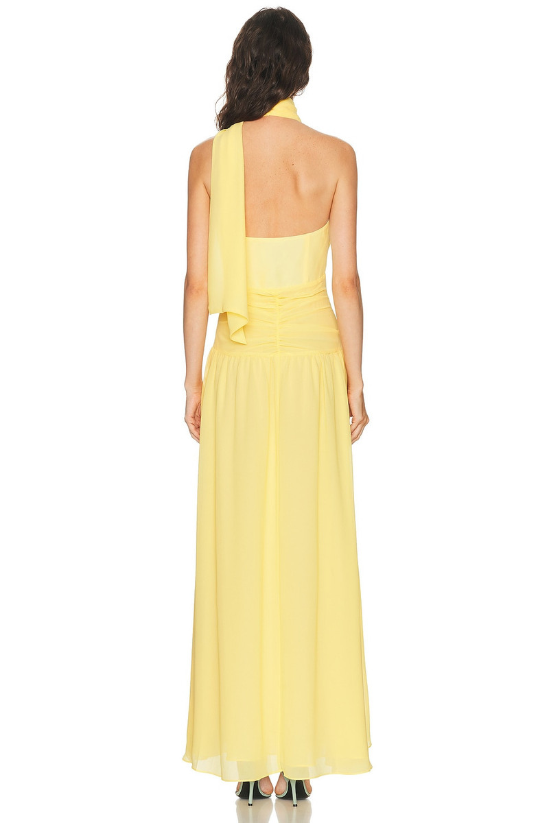 NICHOLAS Arella Deep Plunge Halter Maxi Dress outlook