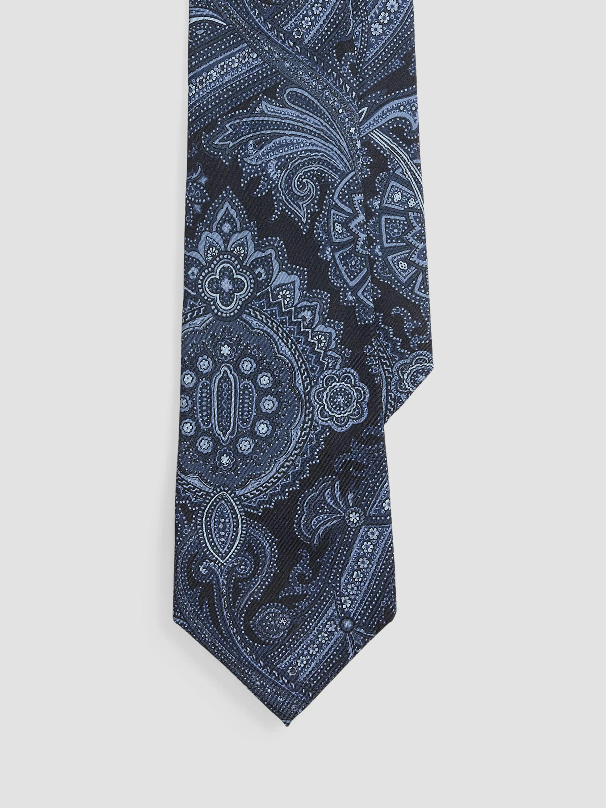 Men's Paisley Silk Neck Tie - Navy - 1