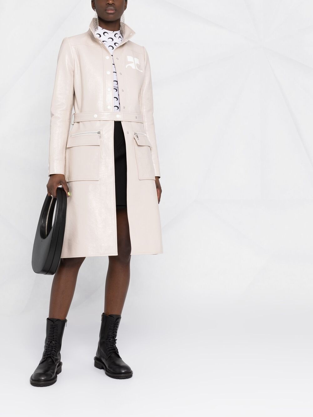 logo-appliqué vinyl trench coat - 2