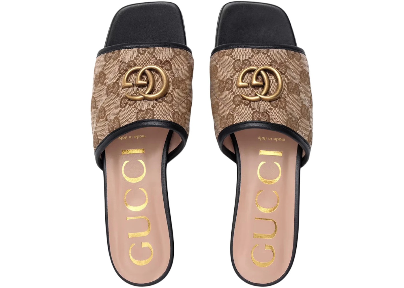 Gucci Double G Slide Sandal Black Canvas - 3