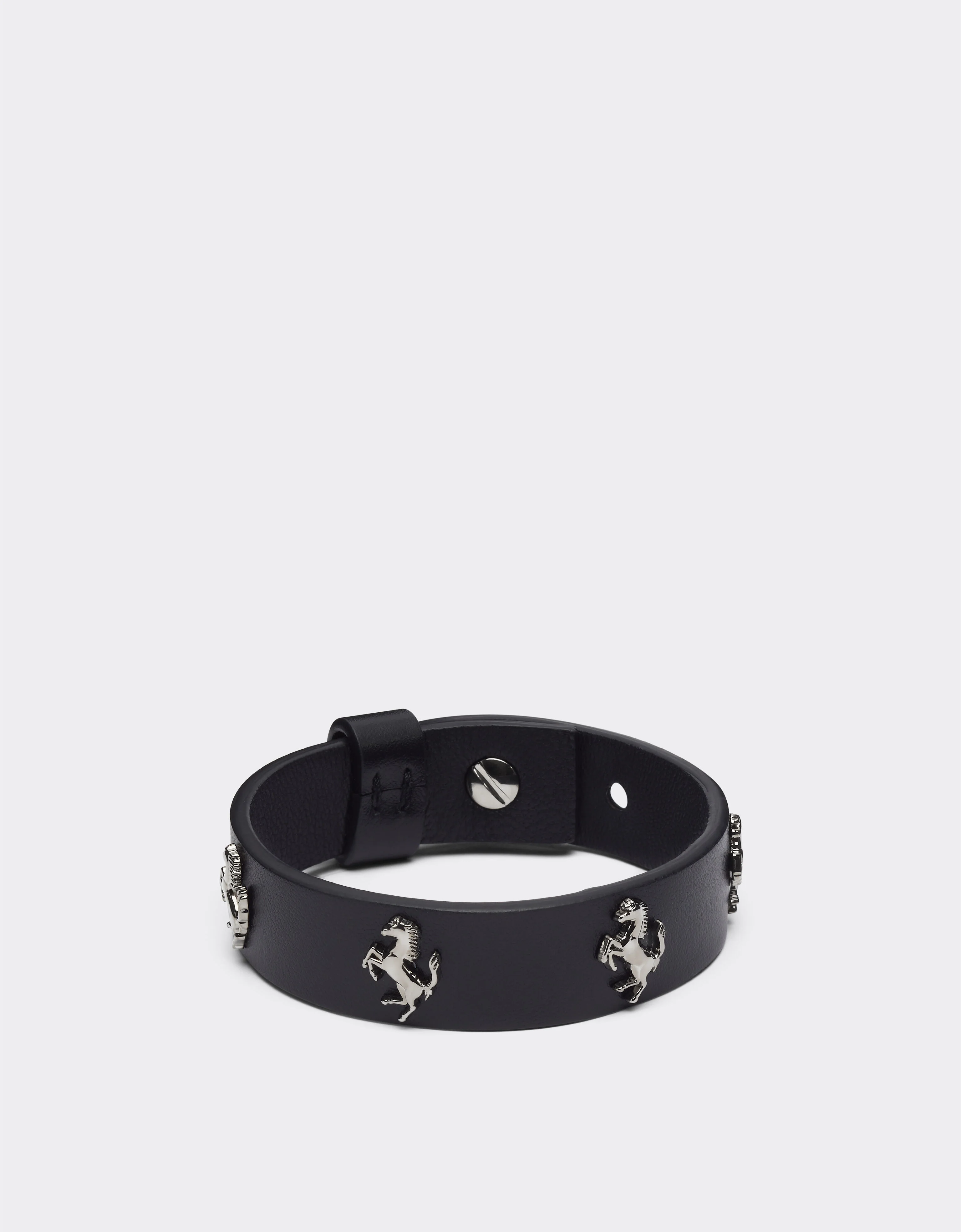 Black leather bracelet with studs - 1
