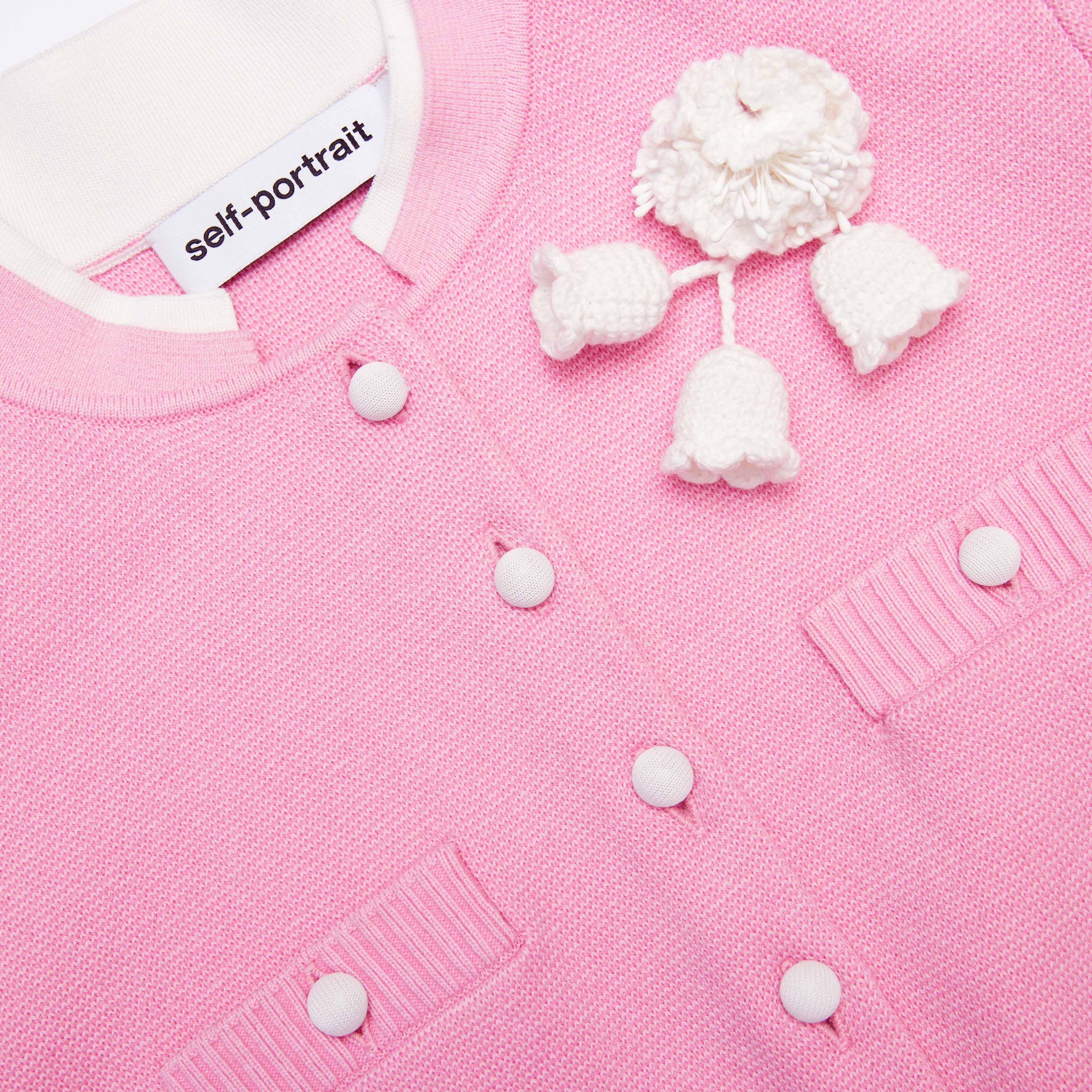 Pink Crochet Flower Knit Top - 5