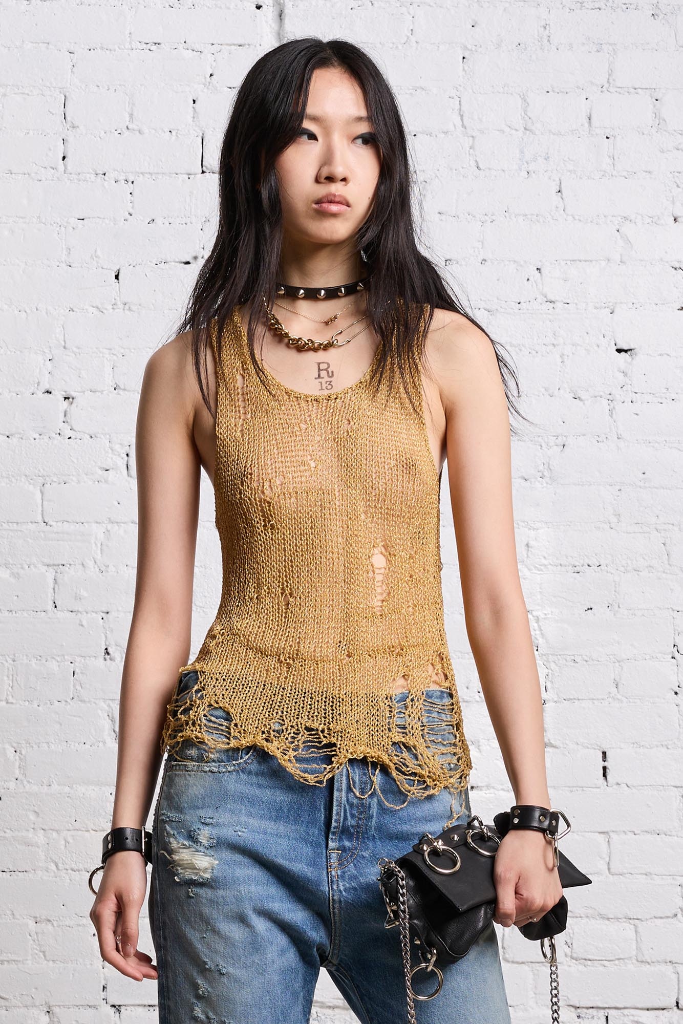THREADBARE TANK TOP - GOLD - 2