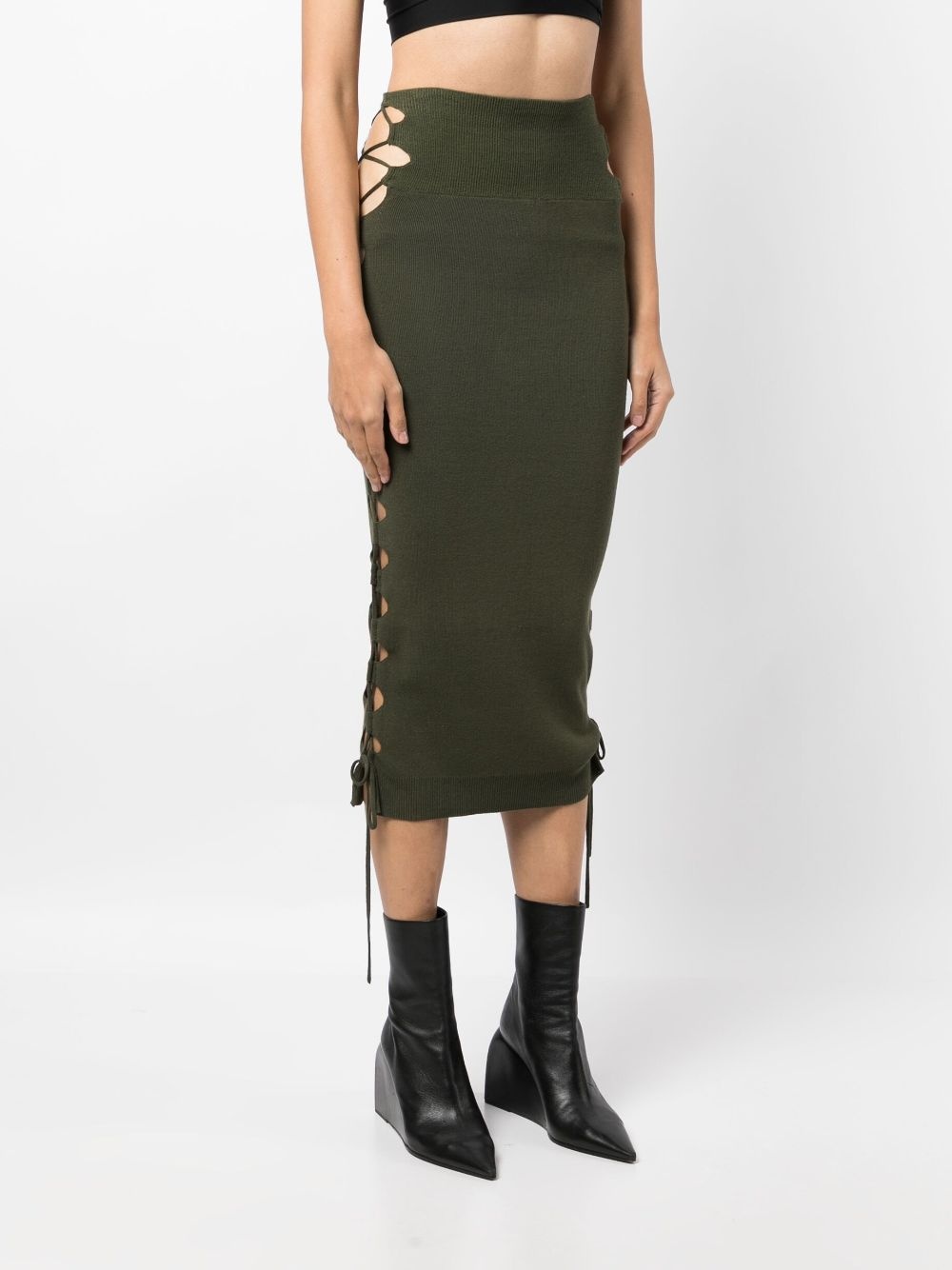 lace-up detailed knitted skirt - 3