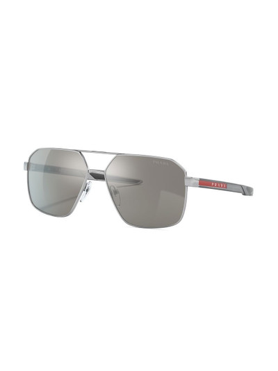 Prada logo-print geometric sunglasses outlook