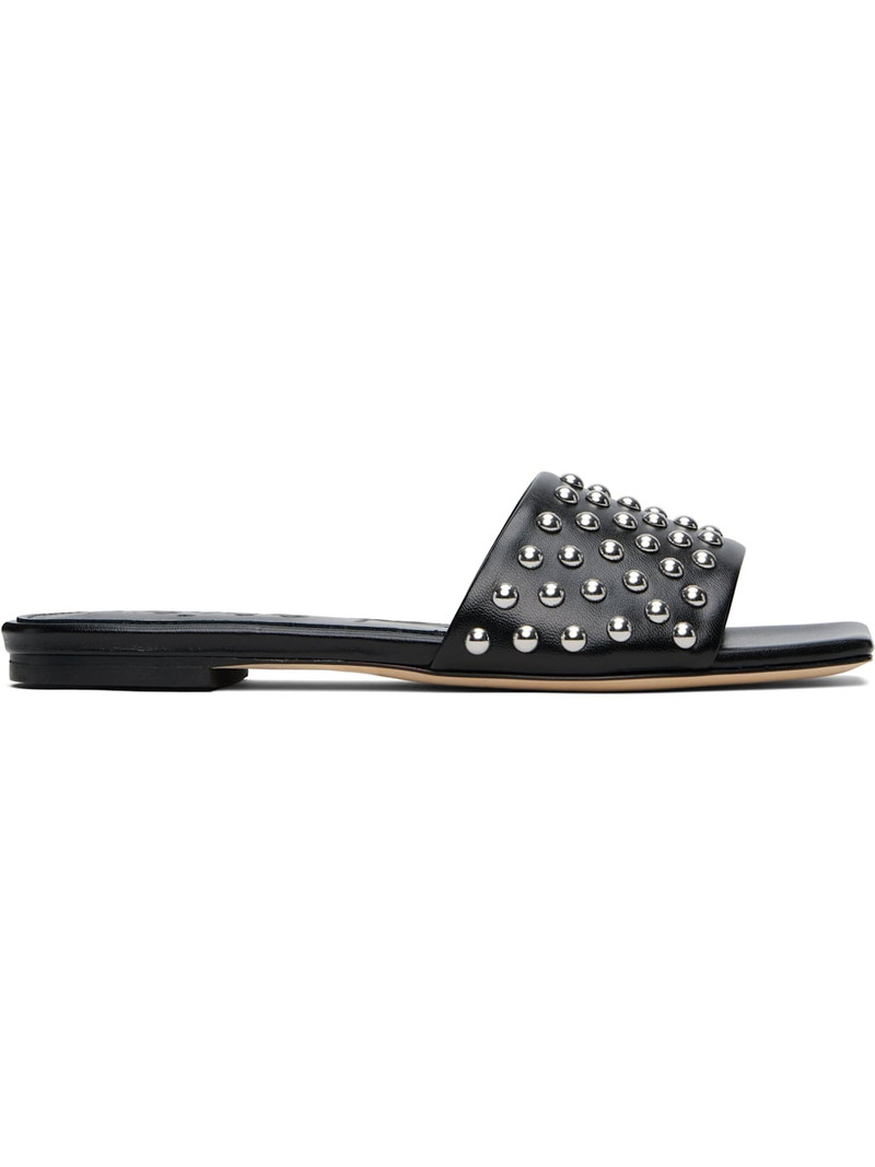 Black Anna Studded Leather Sandals 1