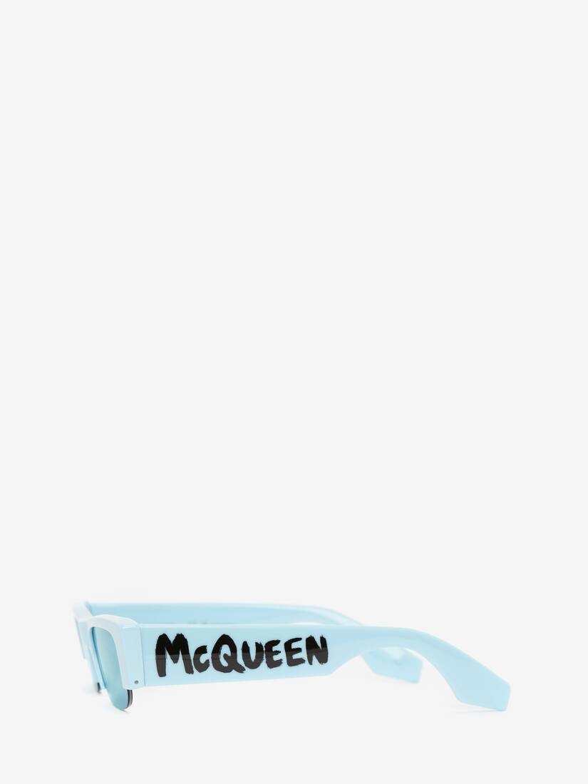Women's McQueen Graffiti Slashed Sunglasses in Light Blue - 2