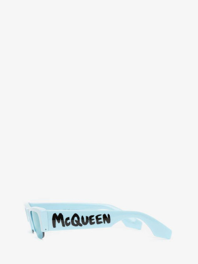 Alexander McQueen Women's McQueen Graffiti Slashed Sunglasses in Light Blue outlook
