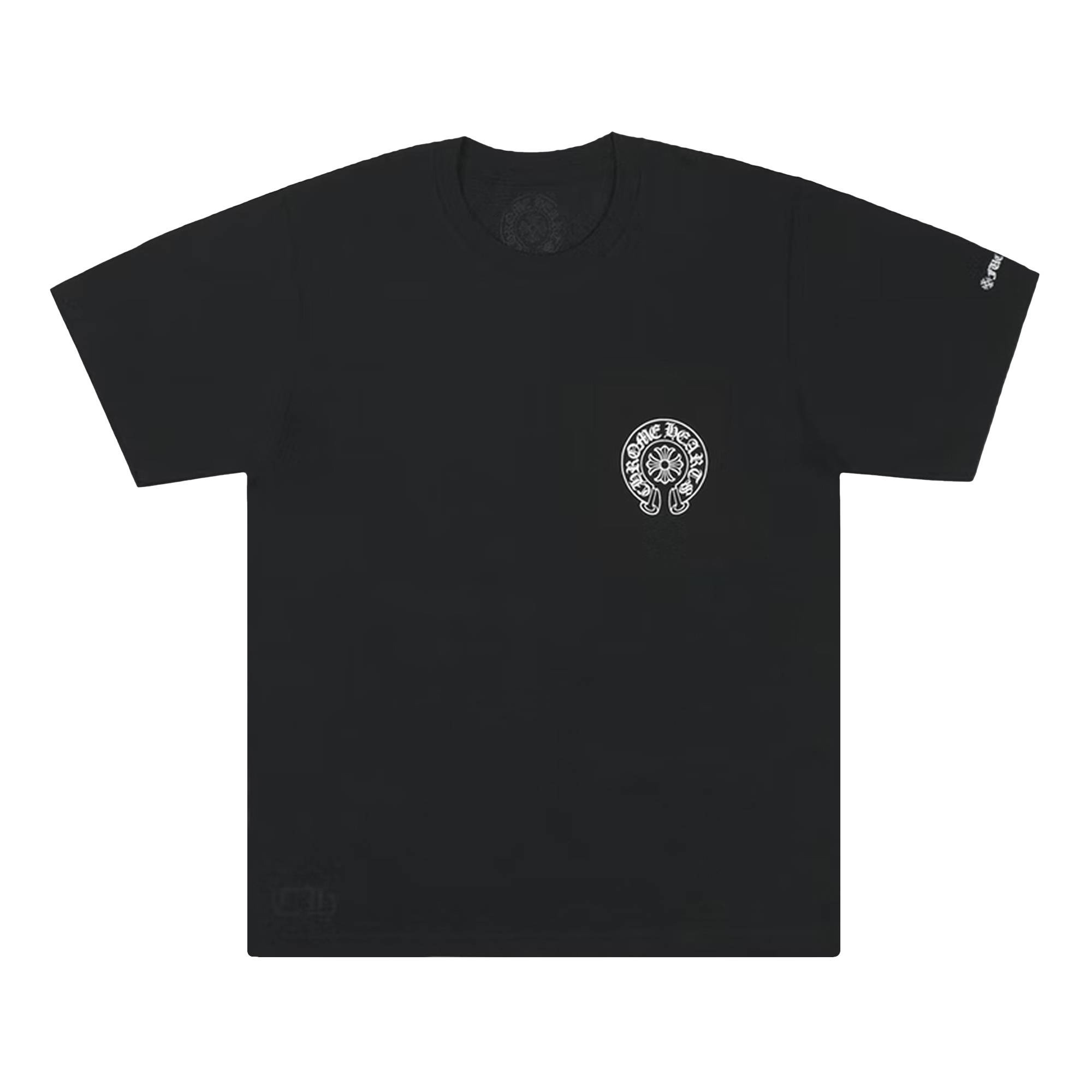 Black online Chrome Hearts Cemetery Cross Horseshoe Logo Pocket T-Shirt