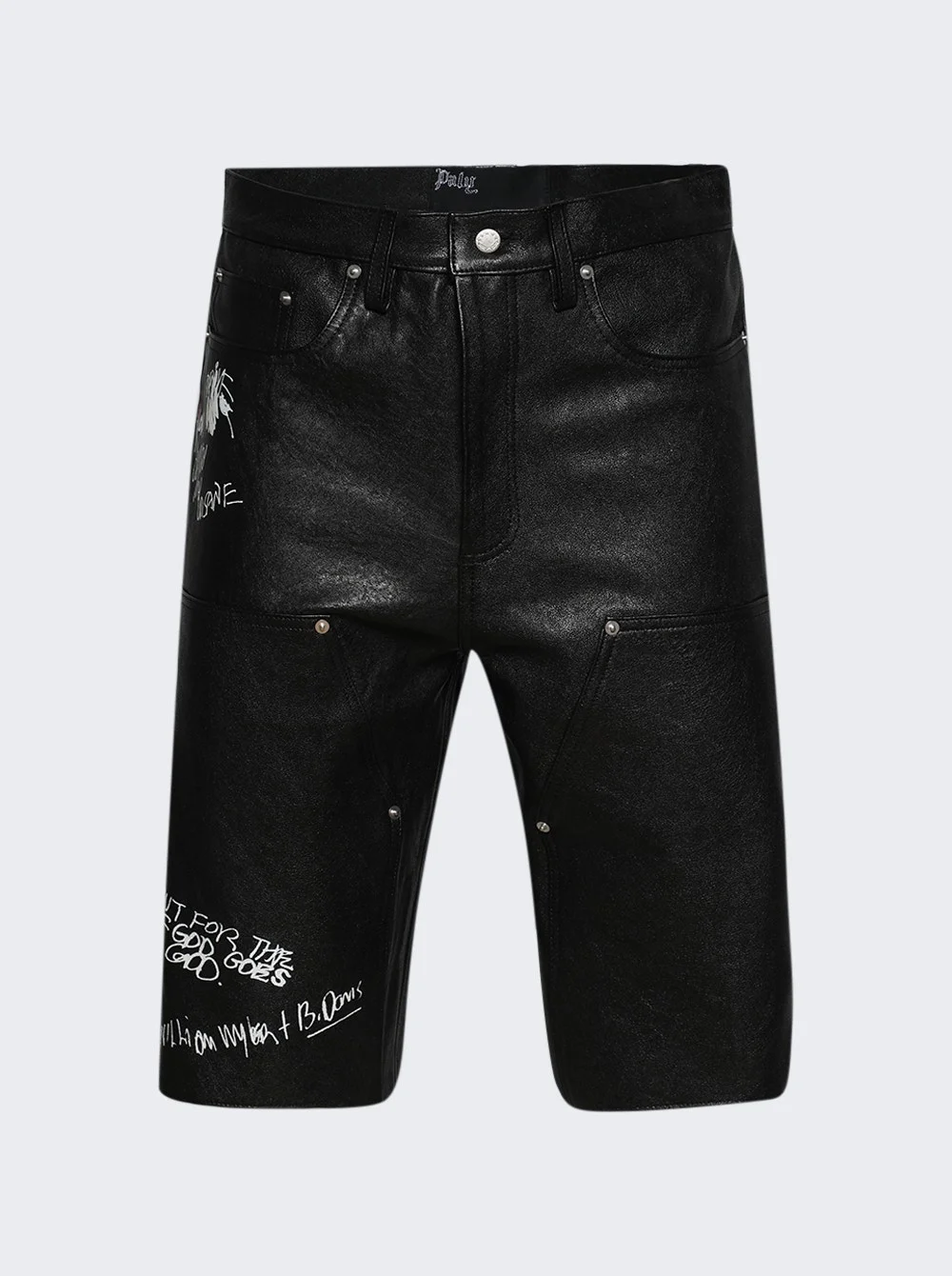 Holy Mountain Painted Leather Shorts Black - 1