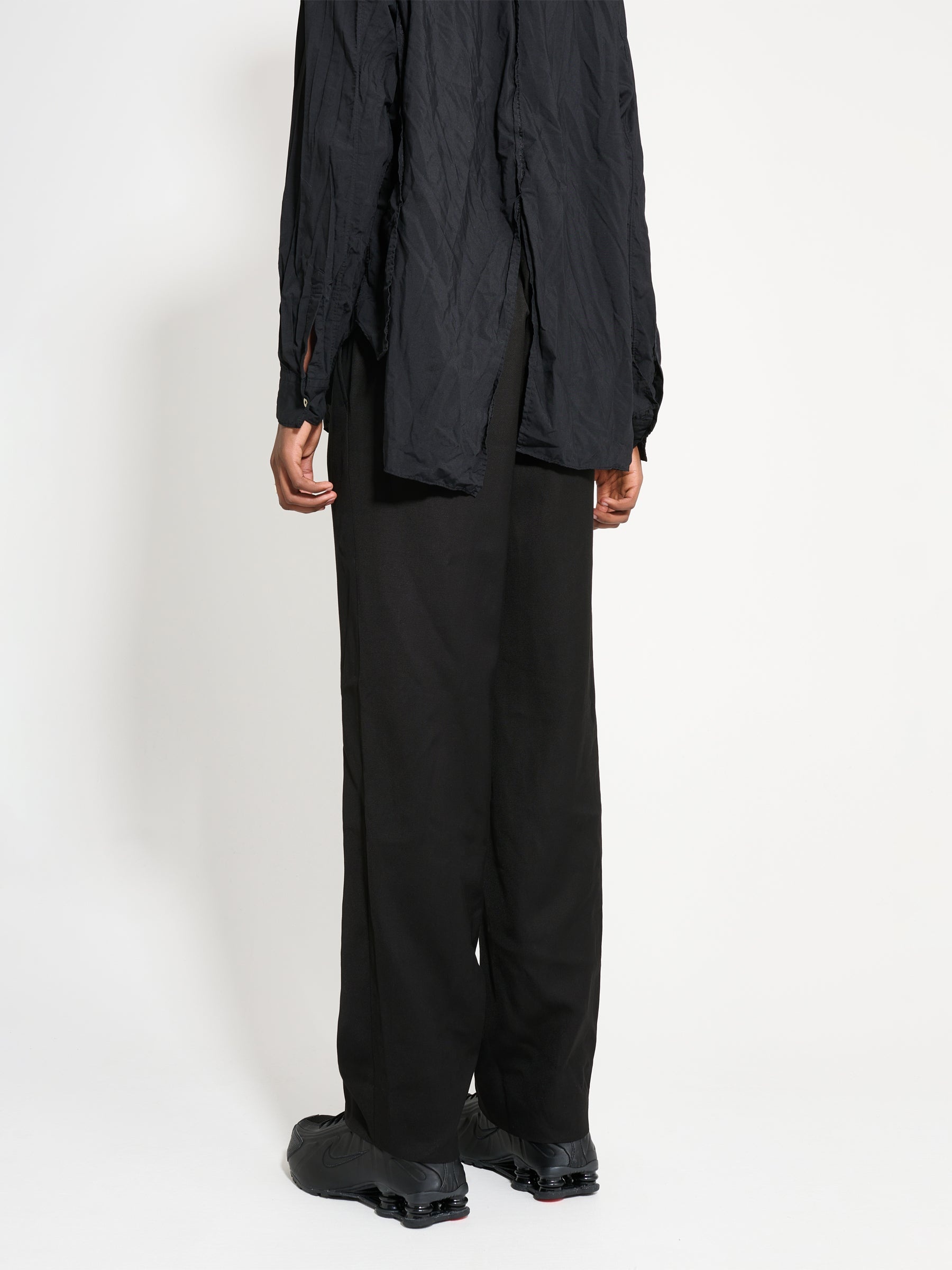 COMME DES GARÇONS HOMME PLUS RAYON LINEN TWILL PANTS BLACK - 3