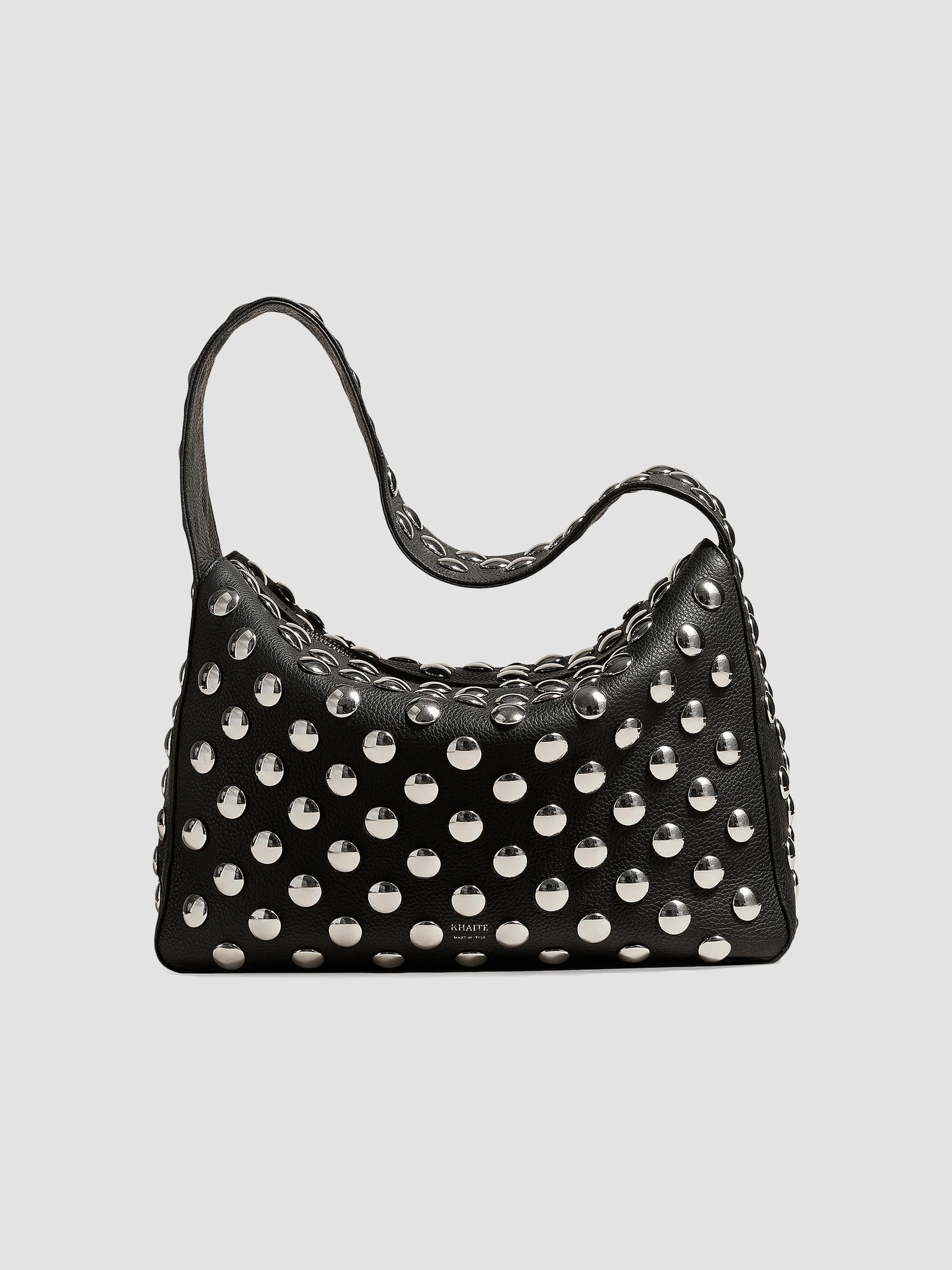 Women's Elena Studded Leather Shoulder Bag - Black - 1
