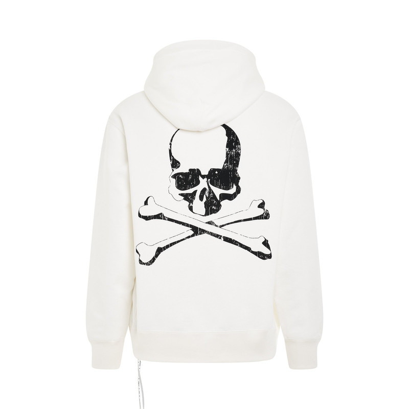 mastermind JAPAN Rubbed Logo Hoodie in White outlook