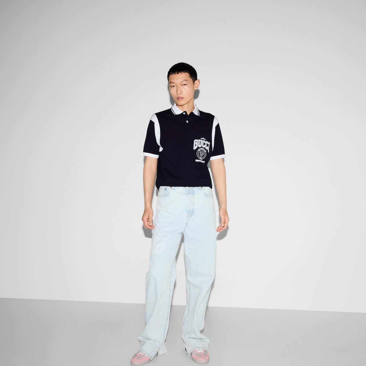 Cotton piquet polo shirt with print - 6