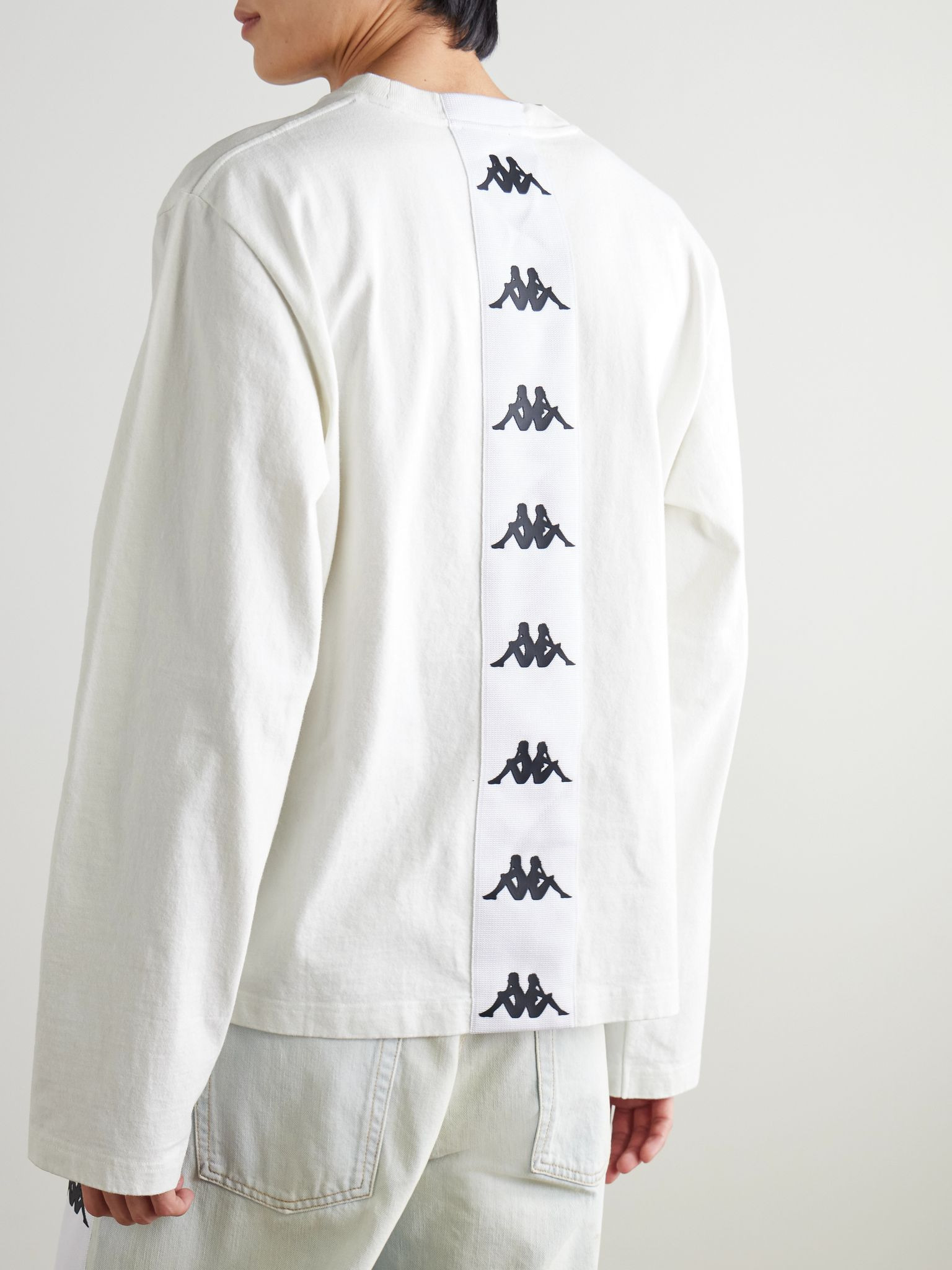 + Kappa Logo-Embroidered Appliquéd Cotton-Jersey T-Shirt White - 3