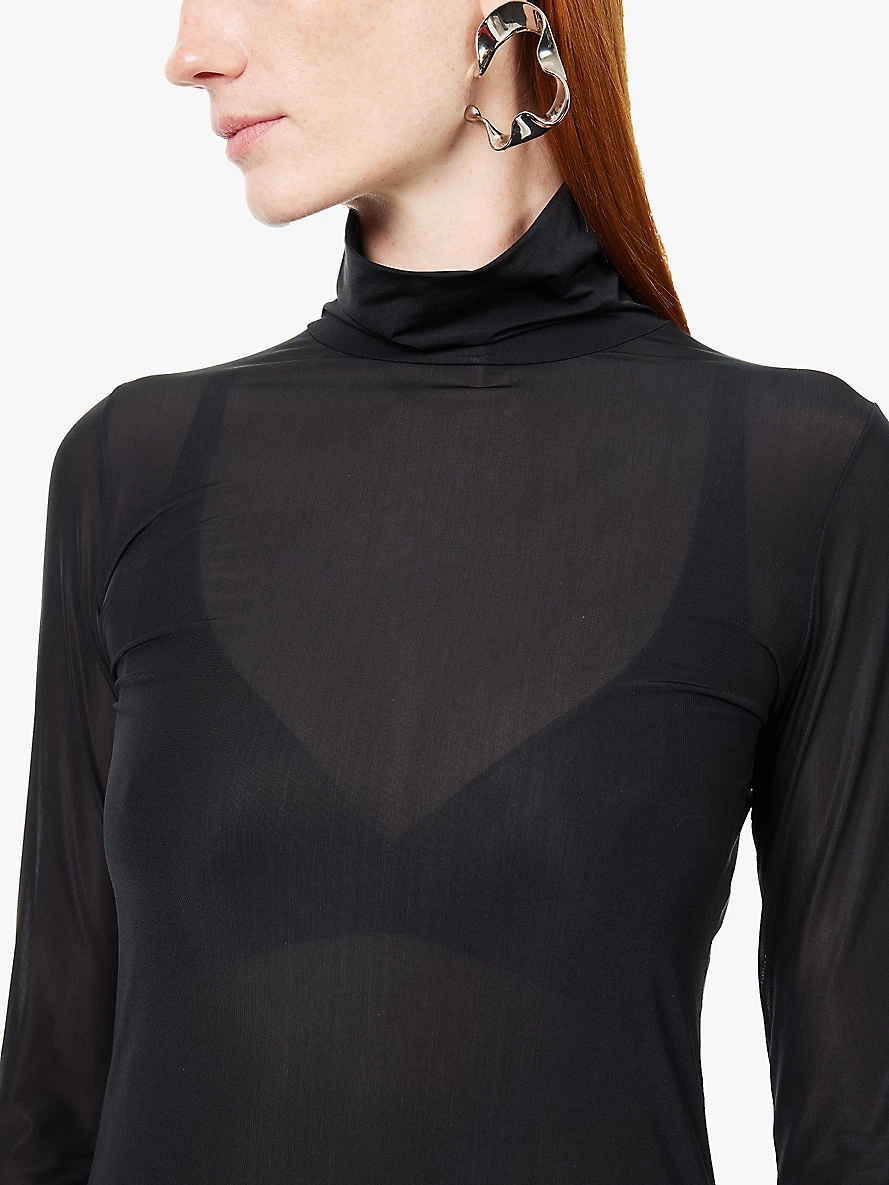 High-neck long-sleeve jersey top - 5