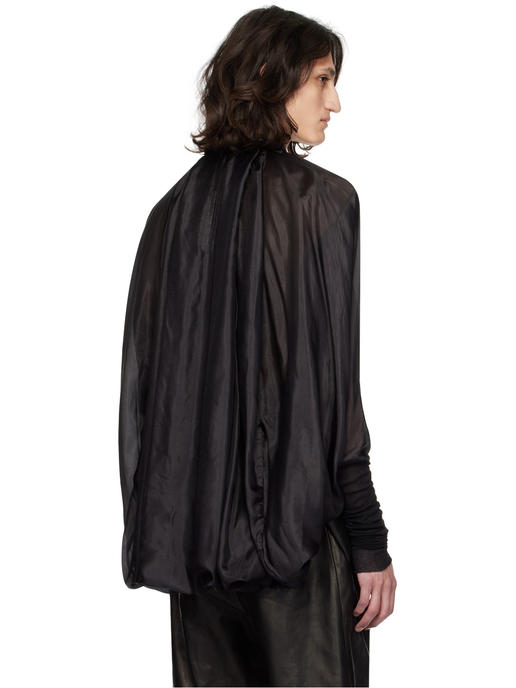 Black Bubble Batwing Flight Bomber Jacket - 3