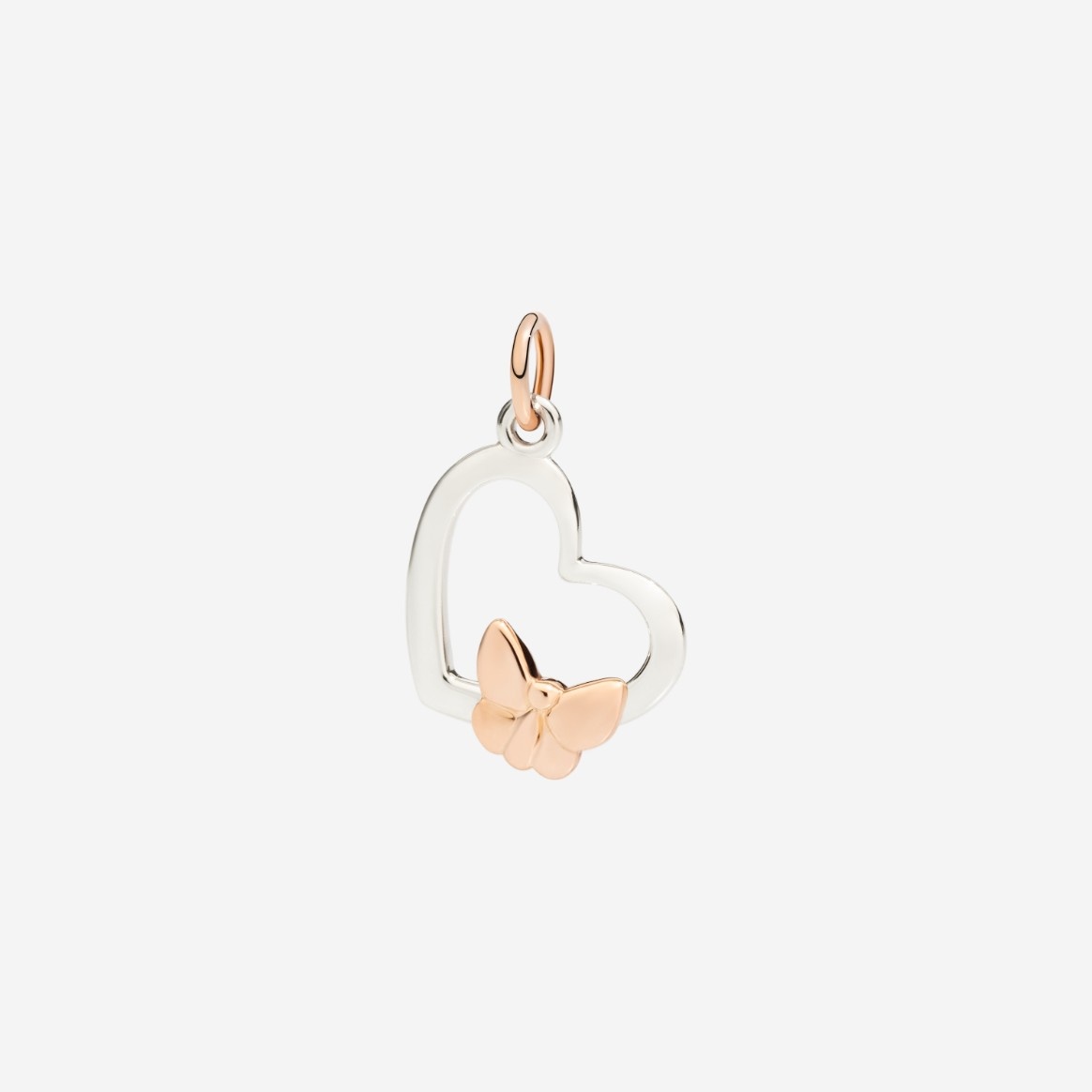 White Gold & Rose Gold Heart Charm - 1