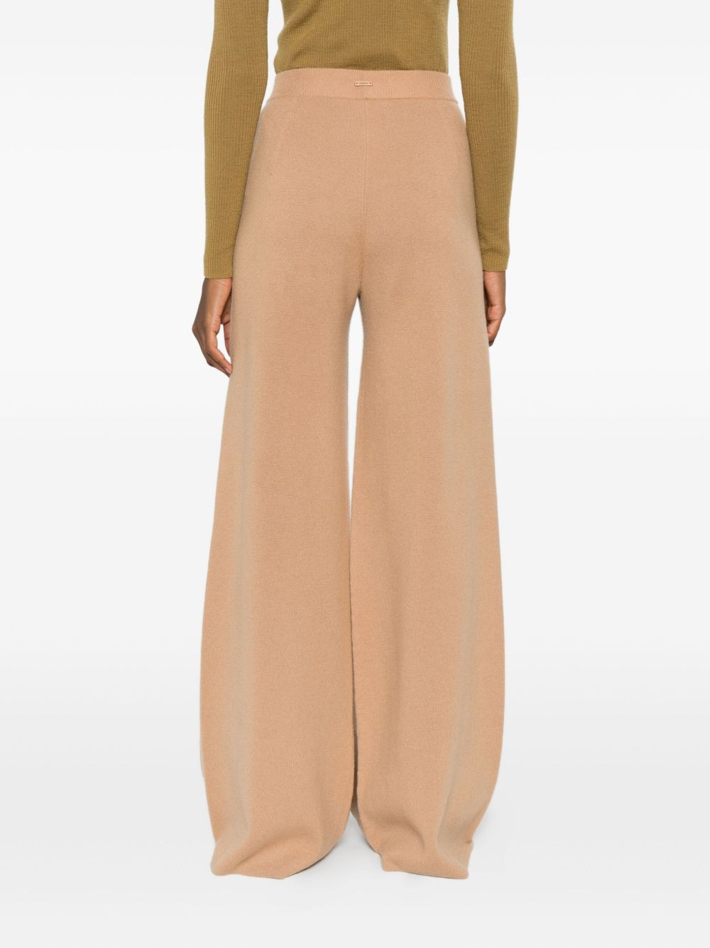 knitted ribbed-waist trousers - 4