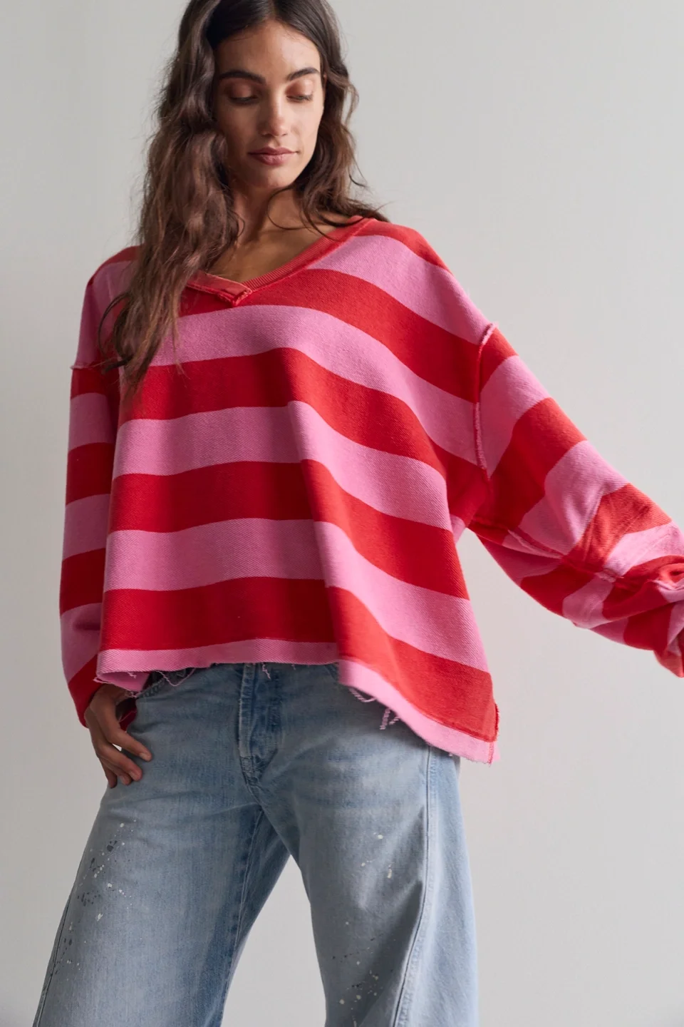 We The Free Venice V-Neck Striped Sweatshirt - 1