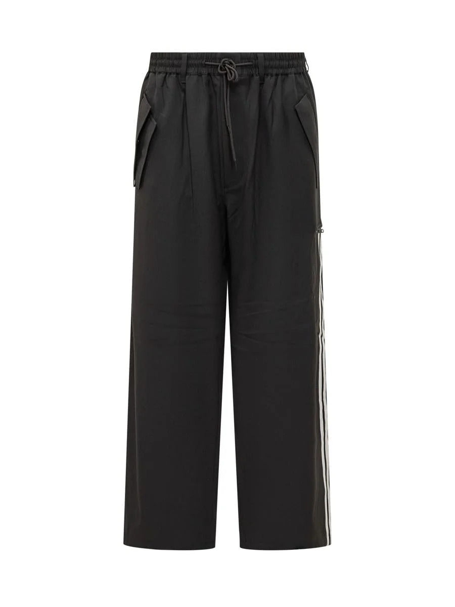 Y-3 Adidas Black Baggy Pants With Side Bands Y-3 - 1