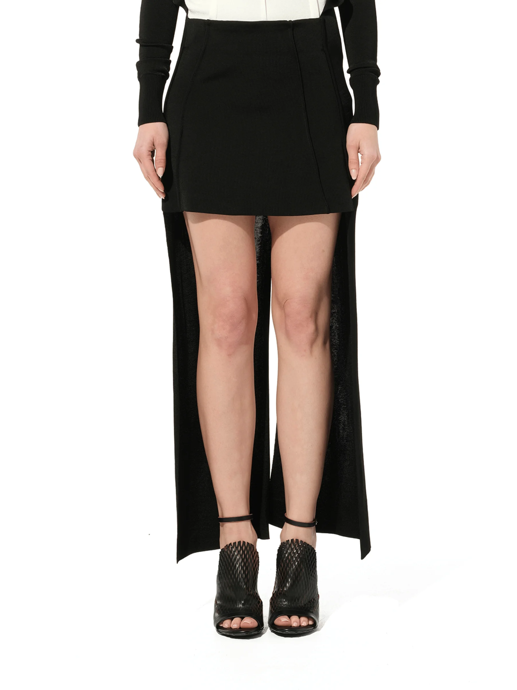 Back Panel Skirt in Black - 1