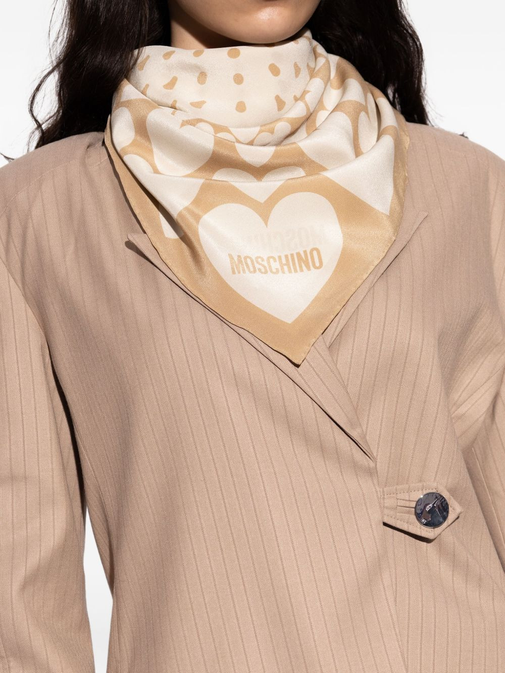 heart-print silk scarf - 5