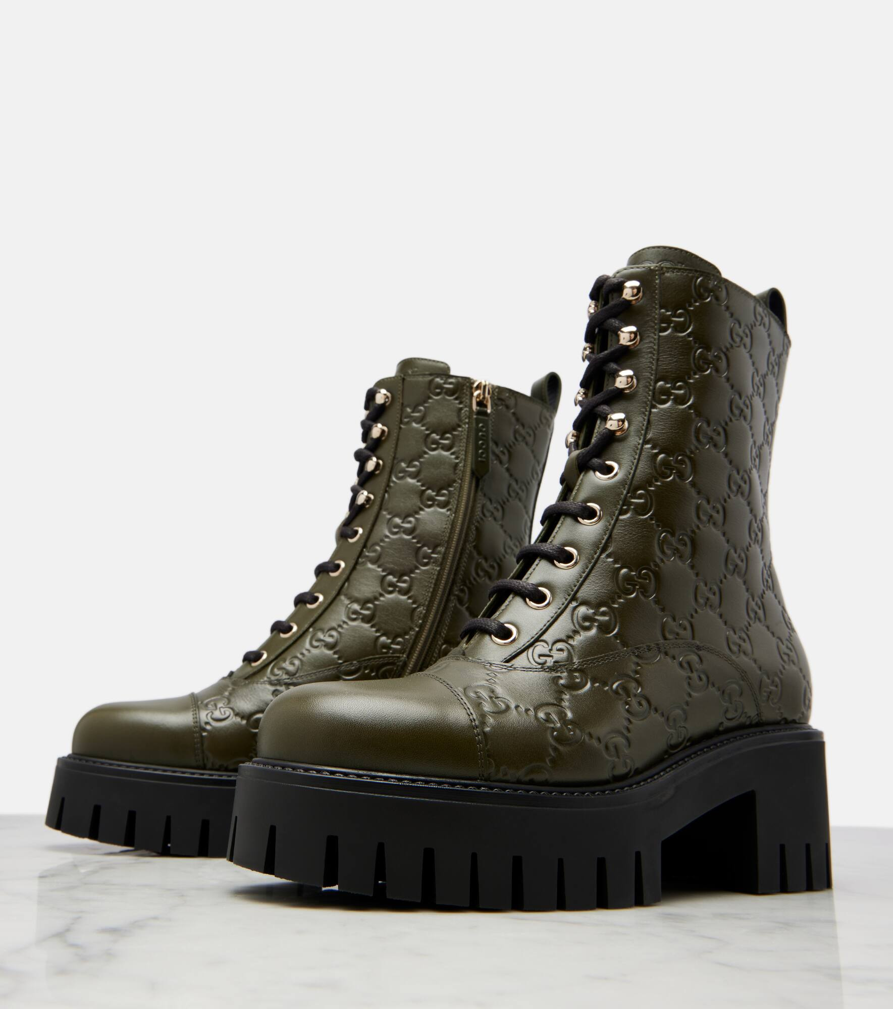 GG New Marmont leather combat boots - 5