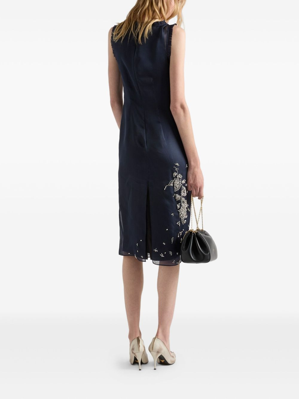 embroidered silk midi dress - 3